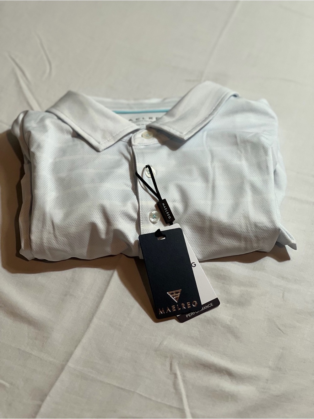 Maelreg Men Performance Golf Polo Shirt White Short Sleeve Size XL New With Tags